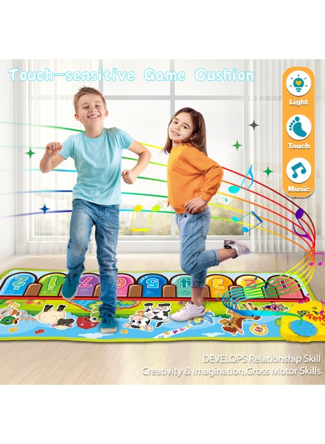 Interactive Musical Playmat with 25 Animal Sounds & Dance Features - Colorful PVC Piano Keyboard Touch Blanket for, Early Learning & Fun Family Bonding Activity, Perfect Gift for Boys and, Family Fun Time | Colorful Floor Mat | Safe for - Image 1